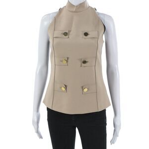 Derek Lam Womens Beige Colorblock Halter Acetate Sleeveless Basic Tank Size 0